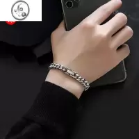 JiMi银银古巴手链男潮高级感欧美嘻哈简约百搭情侣款手饰女小众设计