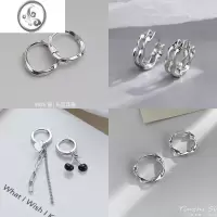 JiMi925银耳扣女小众设计2023新款潮素耳圈耳钉高级感银耳环养耳洞耳