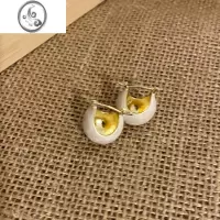 JiMi镂空焦糖圆球滴釉耳钉女夏季2023年新款潮耳环小众设计感复古耳饰