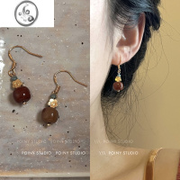 JiMi原创复古气质珠子耳环2023年新款百搭简约耳钉耳夹新中式耳饰国风