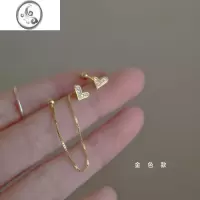 JiMi双耳洞耳线不对称爱心螺丝拧耳钉女银银甜美气质小众高级感耳饰品