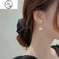 JiMi耳钉女925银针合成珍珠耳饰复古小香风耳环法式耳坠饰品女生配饰