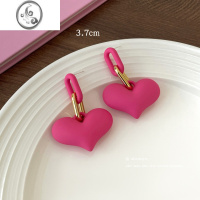 JiMi耳钉女银银2023新款潮夏季小众设计感高级耳饰芭比风爱心耳环