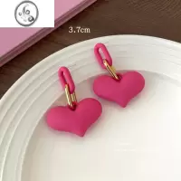 JiMi耳钉女银银2023新款潮夏季小众设计感高级耳饰芭比风爱心耳环