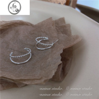 JiMiins冷淡风耳圈~双层银色气质韩国时尚耳钉耳环女2023新潮小众耳饰