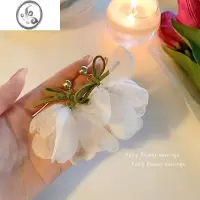 JiMi蝴蝶结花朵耳环2023年新款潮春季小清新耳钉女网红小众设计感耳饰