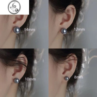 JiMi[]高级感银灰珍珠耳环女施家珍珠耳钉耳饰耳夹蚊香盘