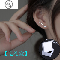 JiMis925银银流线耳钉女小众设计感夏季耳环2022年新款潮耳饰气质轻奢