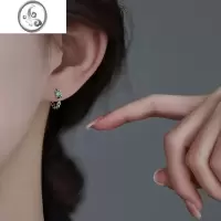 JiMi925银银方糖耳圈女轻奢小众设计耳环2023年新款潮蓝色耳钉耳饰夏