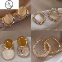 JiMi小众设计港风复古耳钉高级感耳饰气质猫眼2023新款轻奢耳坠耳环女