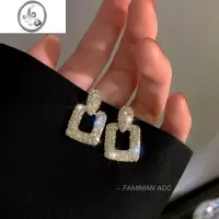 JiMi金色方形耳环女小众设计感高级轻奢925银针耳钉韩国气质网红耳饰