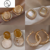 JiMi港风复古耳钉小众设计高级感耳环2023新款气质猫眼轻奢耳坠耳饰女