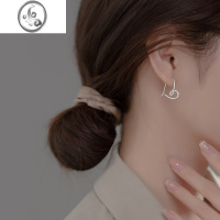 JiMi925银银爱心耳环气质潮小众设计耳钉高级感耳饰几何心形女式耳扣