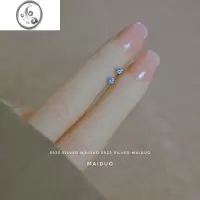 JiMis925银银耳钉女托帕蓝色仙女天空蓝海闪钻锆石镶嵌耳骨耳蜗不褪色
