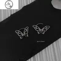JiMibolo暗黑镂空蝴蝶耳扣女ins潮小众简约个性潮人港风复古耳钉耳环