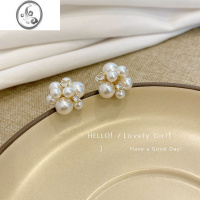 JiMi高级感轻奢水晶珍珠耳钉2021年新款潮独特韩国网红气质耳环女秋冬