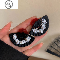 JiMi中国风浮雕立体扇子耳环女复古高级感浮夸耳钉小众设计感个性耳饰