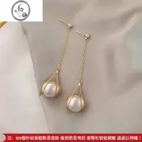 JiMi高级感法式气质长款流苏珍珠耳环2023新款潮女耳钉网红耳饰耳坠