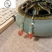 JiMi新中式古风耳钉女小众设计感耳环2023年新款潮长款流苏显脸小耳饰