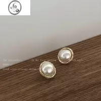 JiMi欧美轻奢巴洛克珍珠耳钉女夏季百搭耳饰潮复古高级感设计小众耳环