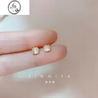 JiMi小巧精致猫眼石几何耳钉2023年新款潮小众设计感925银针气质耳环