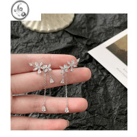 JiMi水晶一体式耳钉2023新款潮耳骨夹耳链女韩国ins网红耳环超仙耳饰