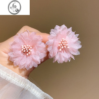 JiMi网纱花朵耳钉超仙高级感气质耳环2023年新款潮夏季小清新耳饰女