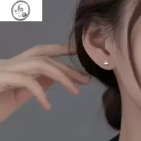 JiMi925银银方块耳钉女简约精致轻奢耳环小众设计高级感耳饰