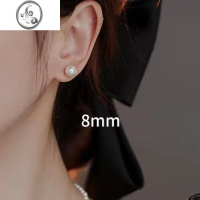 JiMi大珍珠耳钉女正圆轻奢高级感耳环2023新款潮小众设计感冷淡风耳饰