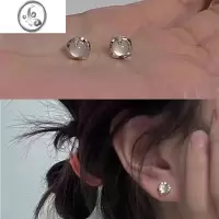 JiMi925银针白玛瑙耳钉2023新款高级简约轻奢小众设计冷淡风耳环