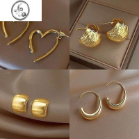 JiMiS925银针金属爱心耳环简约冷淡风耳钉高级感法式小众秋冬百搭耳饰