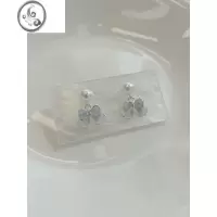 JiMi冰蓝水晶耳钉温柔气质耳环2023年新款小众高级感耳环饰品