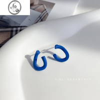 JiMi克莱因蓝色系耳环几何小众设计感气质网红高级感耳环2023年新款潮