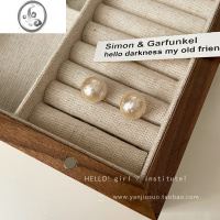 JiMi赫本风~棉花珍珠耳钉女法式复古耳环网红轻奢高级感气质耳饰