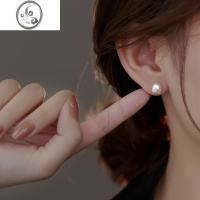 JiMi999银银珍珠耳钉女小众设计高级感2023年新款潮银针耳环2022耳饰