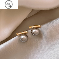 JiMi小众设计感灰色珍珠耳钉女复古气质高级感耳环2023年新款耳饰
