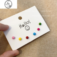 JiMi彩色滴釉豆豆耳钉女套装简约小巧百搭气质耳环S925银针养耳洞耳饰