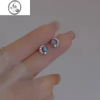 JiMi蓝眼石月亮星球耳钉女925银针小众个性简约百搭气质耳环耳饰