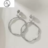 JiMi银色无痛高级感圈圈耳夹女无耳洞修脸显瘦蚊香盘耳饰夸张耳钉耳环