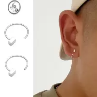 JiMiYiJian 925银耳钉耳环男潮流设计感小众单只耳扣耳圈养耳洞女