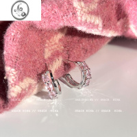 JiMi在逃甜心~粉色双层C形耳钉轻奢高级感耳环女2023新款耳圈耳饰