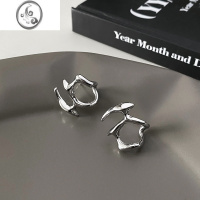 JiMi不规则液态金属镂空耳环女独特小众设计耳钉ins冷淡风高级感耳饰