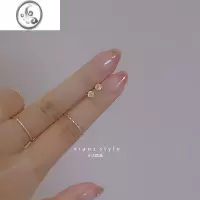 JiMis925银银方糖耳钉几何方形迷你黄钻耳骨钉女小众设计日常睡觉免摘
