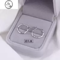 JiMi925银银耳扣耳环高级轻奢小众设计耳圈耳扣耳钉圆圈不规则液态ins