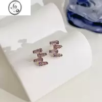 JiMi法式简约百搭紫色耳钉女银银小众设计高级感耳环甜酷精致气质耳饰