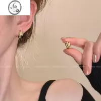 JiMi小众高级感耳环女精致小巧耳钉金色2023年新款潮耳圈独特设计耳饰