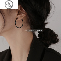 JiMi 黑色大耳环圈圈耳环2023年新款潮韩国网红气质耳圈银银耳钉