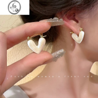 JiMi轻奢高级感白色滴釉爱心耳环女小巧精致时尚耳钉2023年新款潮耳饰
