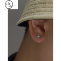 JiMi925银耳钉男生合成月光石小清新琉璃螺丝旋转个性独特小众轻奢女