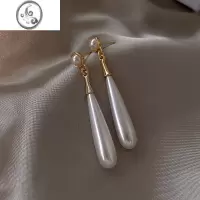 JiMi法式珍珠水滴耳环女长款耳坠高级感轻奢洋气质耳钉秋冬银银针耳饰